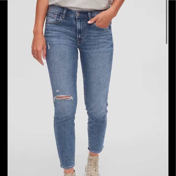 GAP Mid Rise Distressed True Skinny Jeans with Washwell Size 29 - Picture 3 of 6